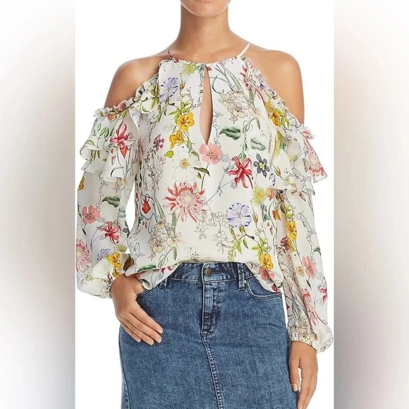 Parker baby cold shoulder silk top XS - Picture 1 of 6